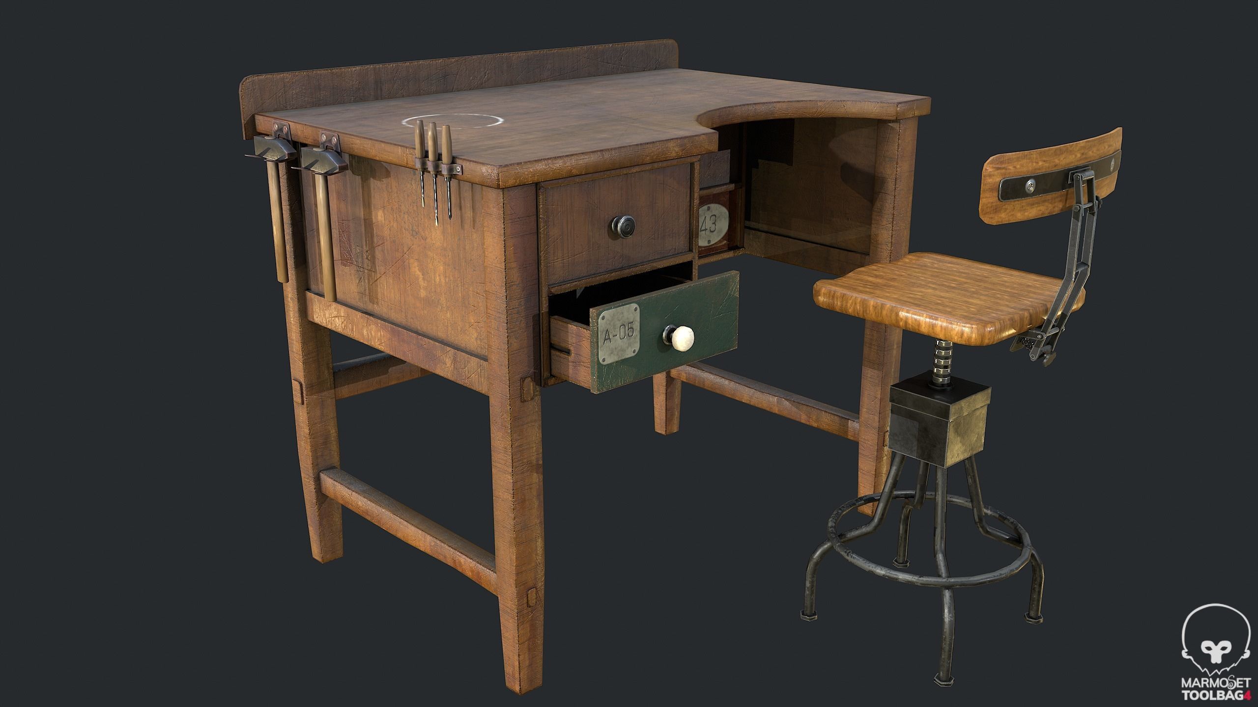 PBR Workbench Table Low-poly 3D model_3