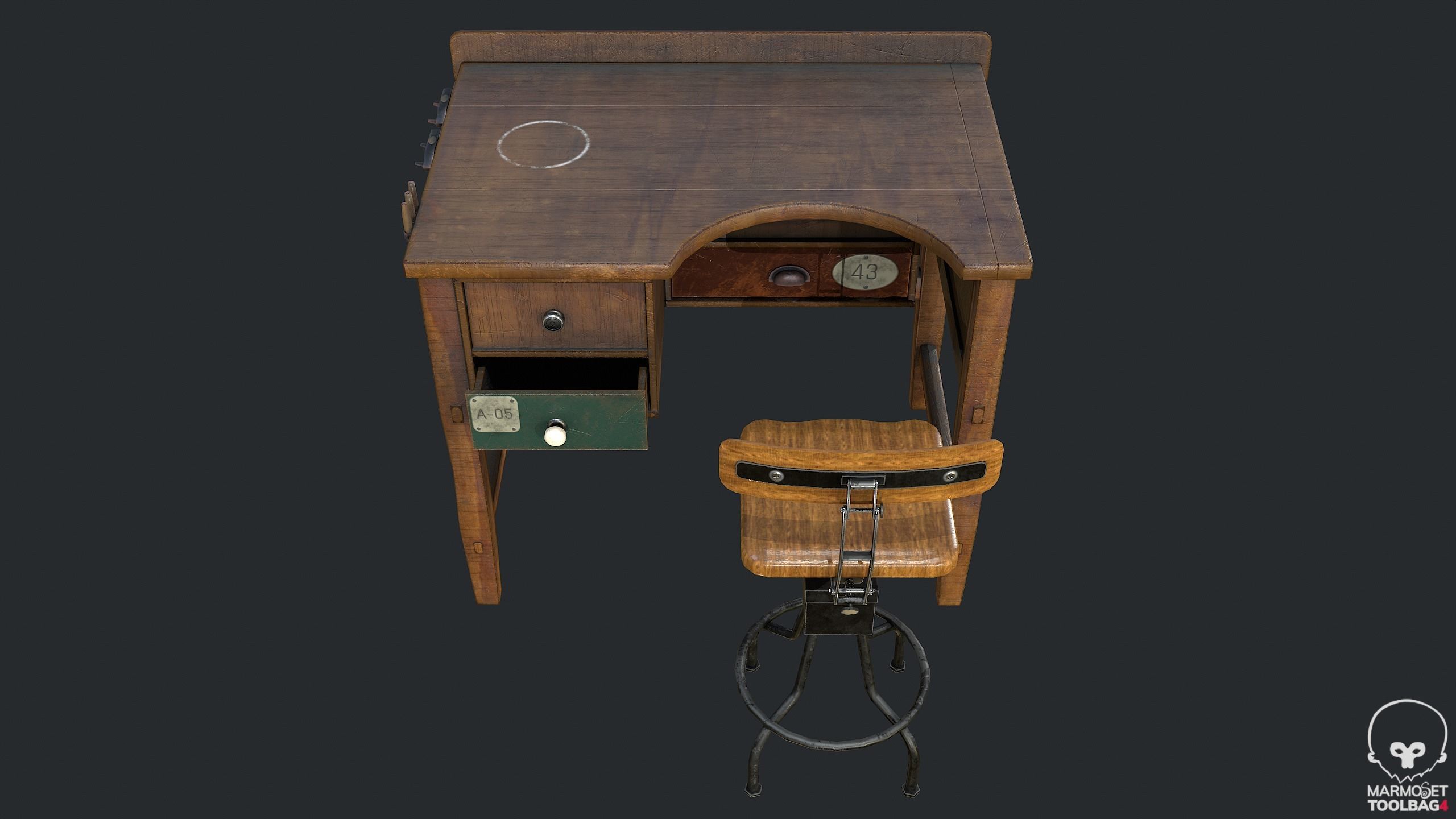 PBR Workbench Table Low-poly 3D model_8
