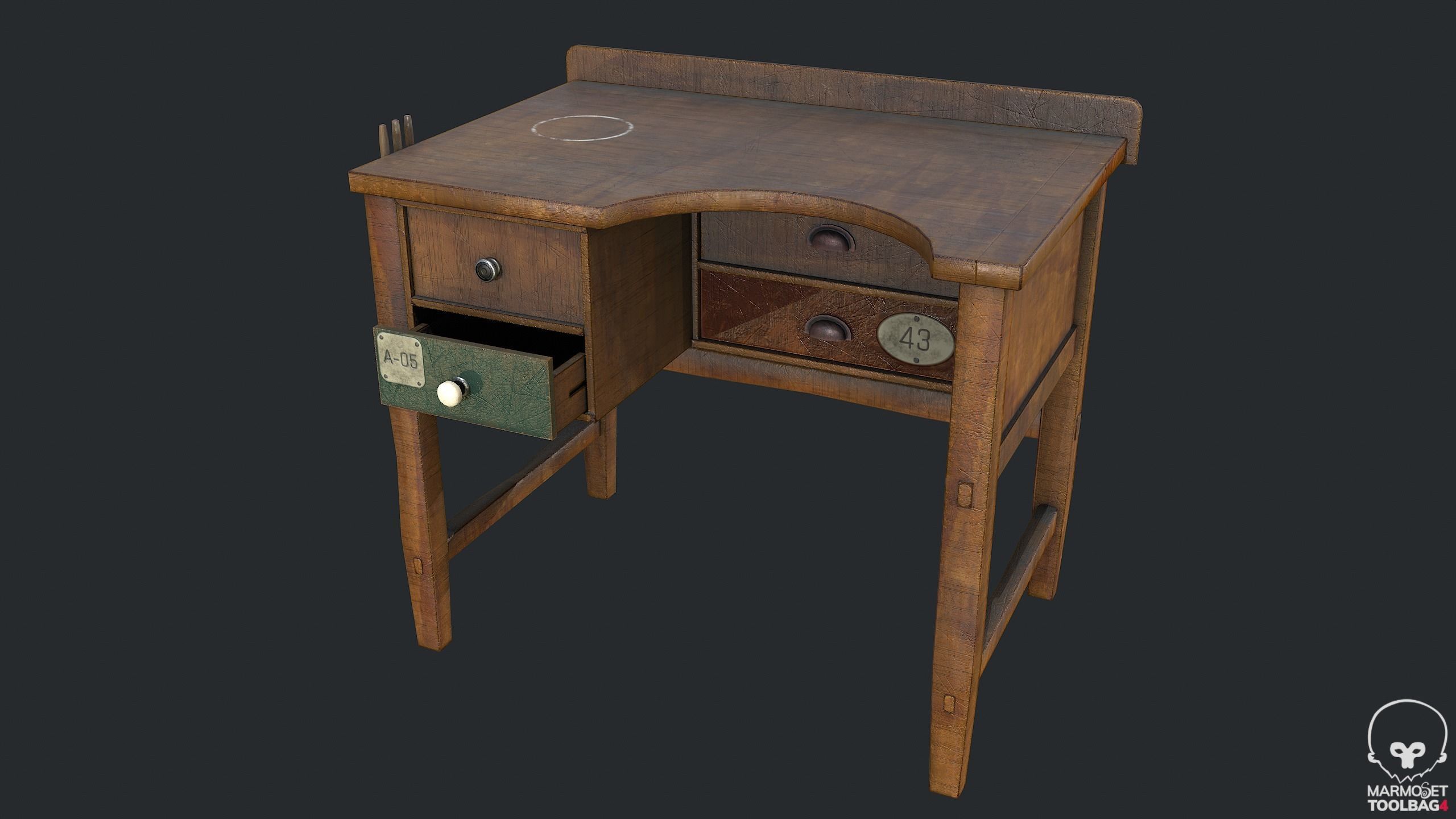 PBR Workbench Table Low-poly 3D model_7