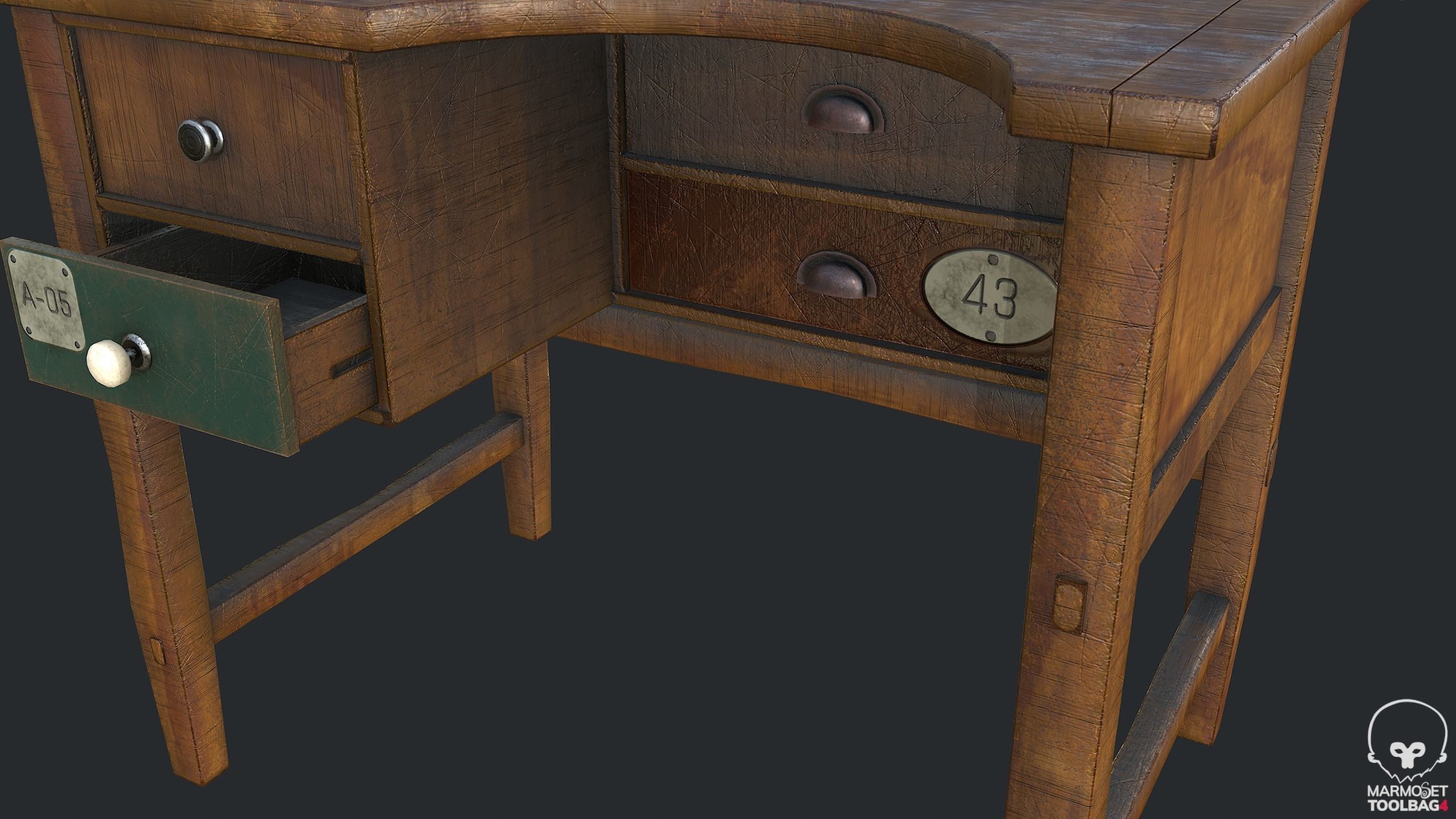 PBR Workbench Table Low-poly 3D model_2