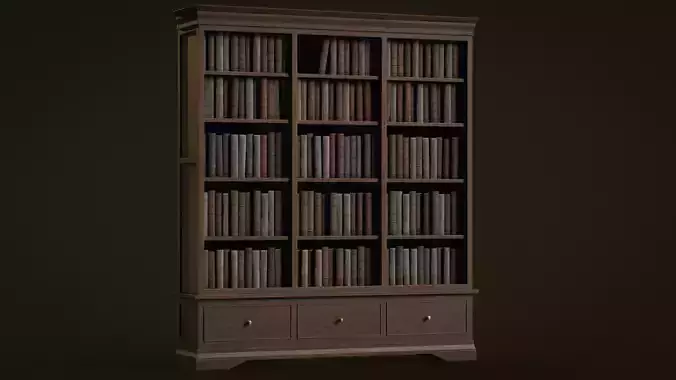 Antique Bookcase  - PBR Game Ready Low-poly 3D model