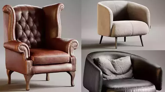 Low POLY Armchair Collections for Unreal Engine 4 Low-poly 3D model