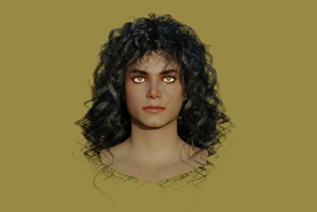 Michael Jackson rigged head  3D model_3