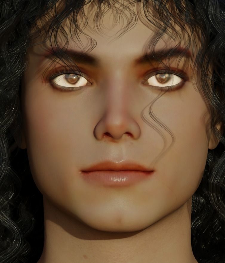 Michael Jackson rigged head  3D model_1