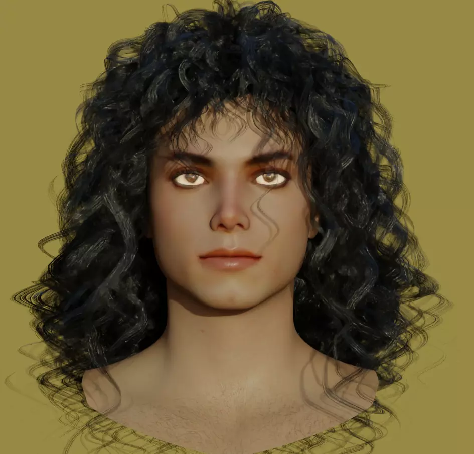 Michael Jackson rigged head  3D model_0