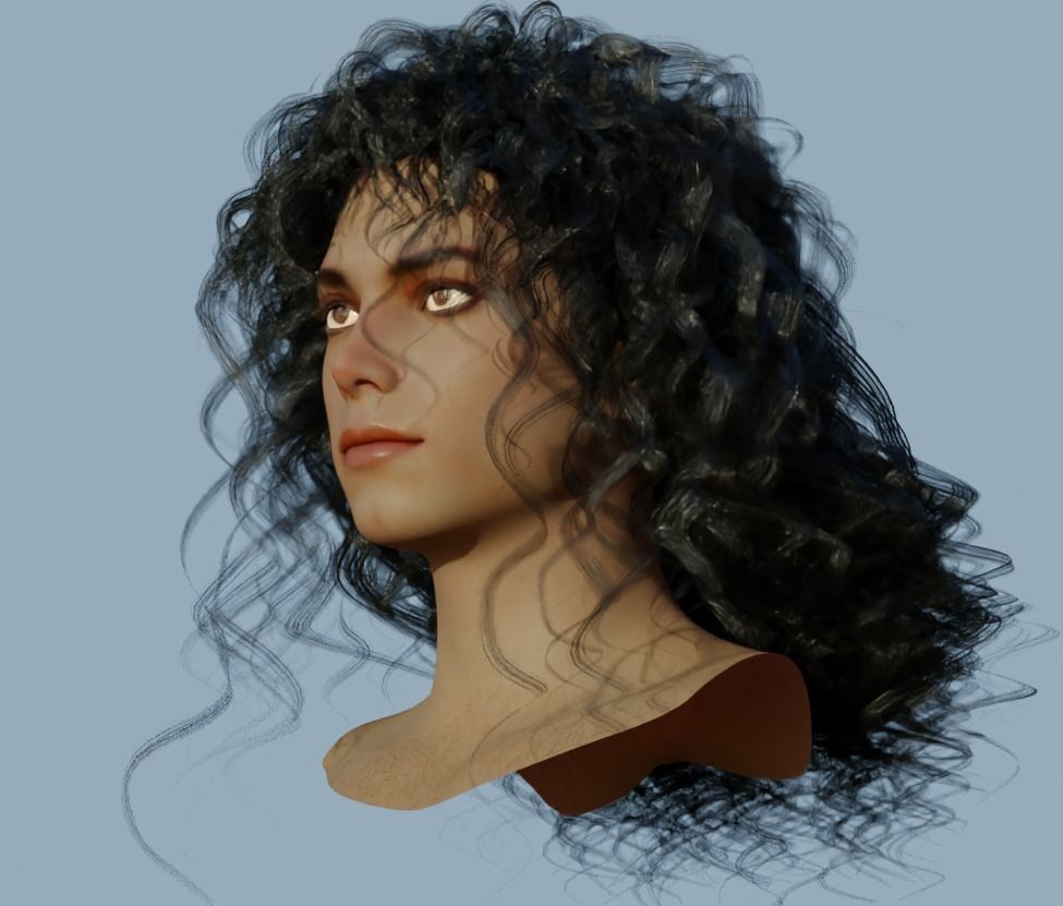 Michael Jackson rigged head  3D model_2