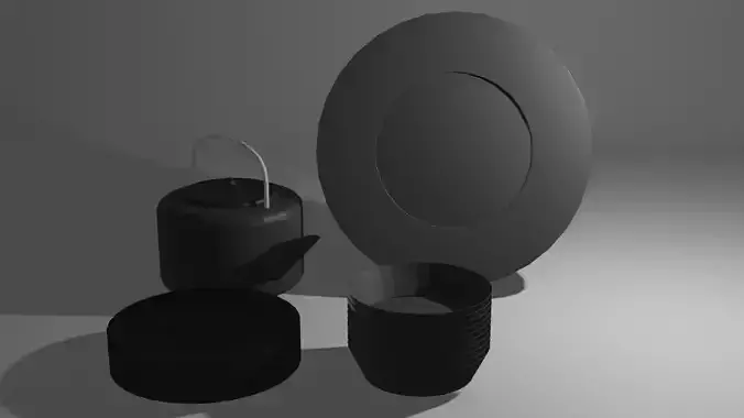 plates set of and bowls Low-poly 3D model