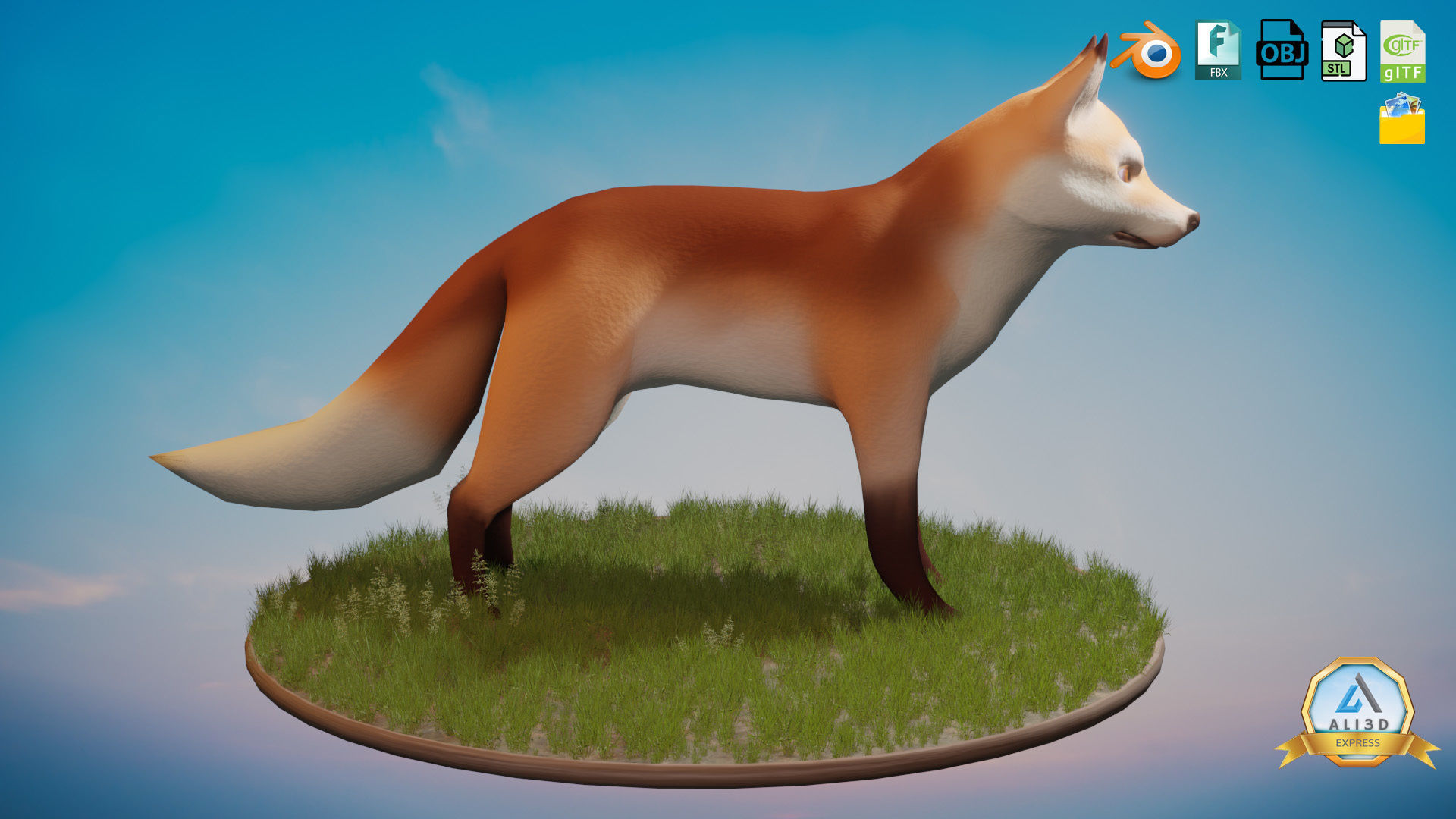 Stylized Wild Fox Toon  Low-poly 3D model_1