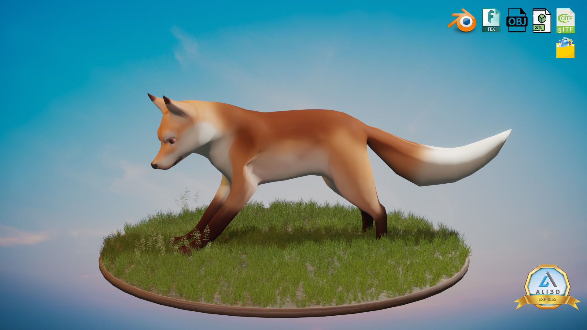 Stylized Wild Fox Toon  Low-poly 3D model_4