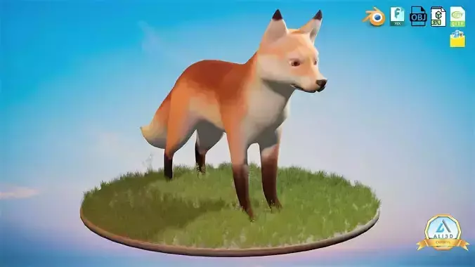 Stylized Wild Fox Toon  Low-poly 3D model