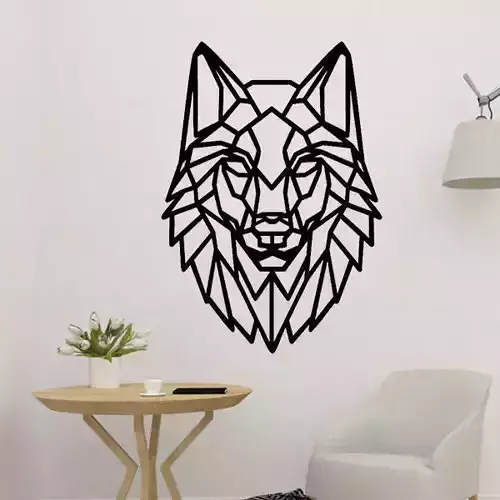 Wolf Head Polygonal 2D Decor