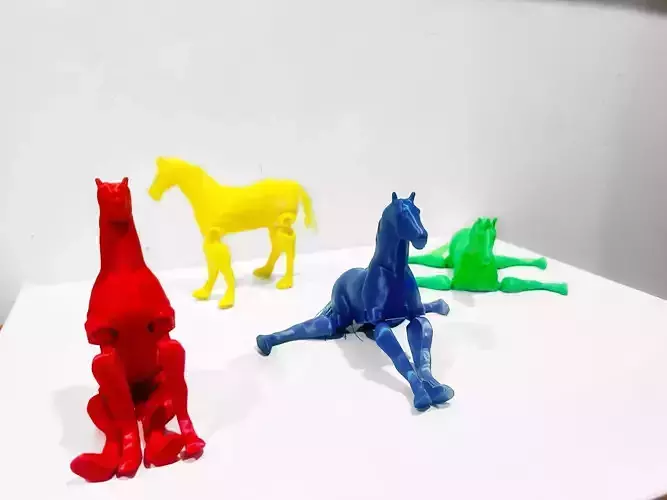 Flexi Unicorn and Horse with Tail hair 3D print model