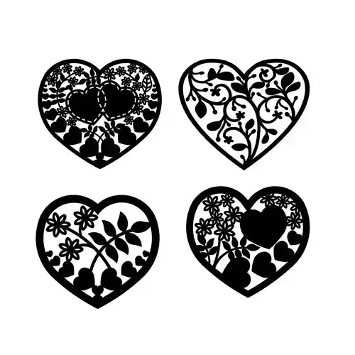 4 Different Velentine Heart 2D Art 3D print model