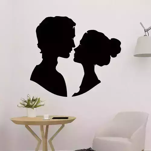 Couples Dating Wall Silhouette 3D print model