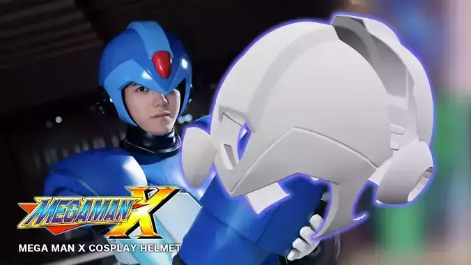 Mega Man X Cosplay Helmet STL file for 3D print