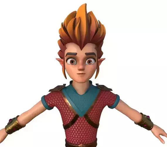 Fire boy Character Low-poly 3D model