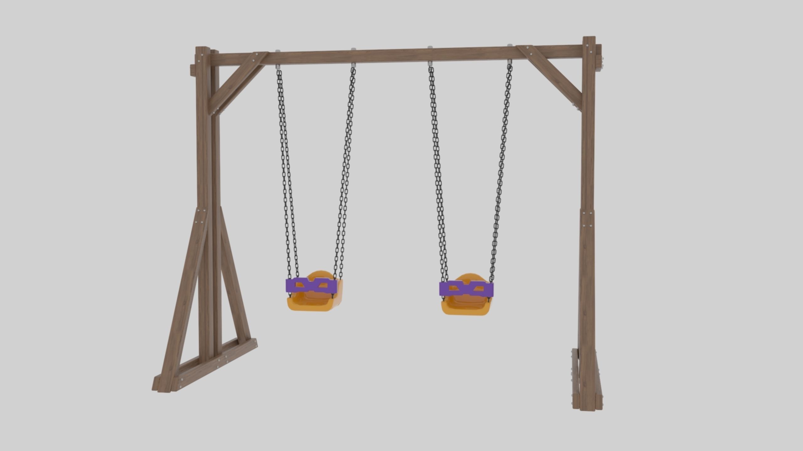 Playground Wooden Double Swing - 01 3D model_20