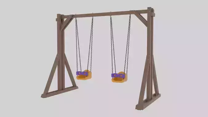 Playground Wooden Double Swing - 01