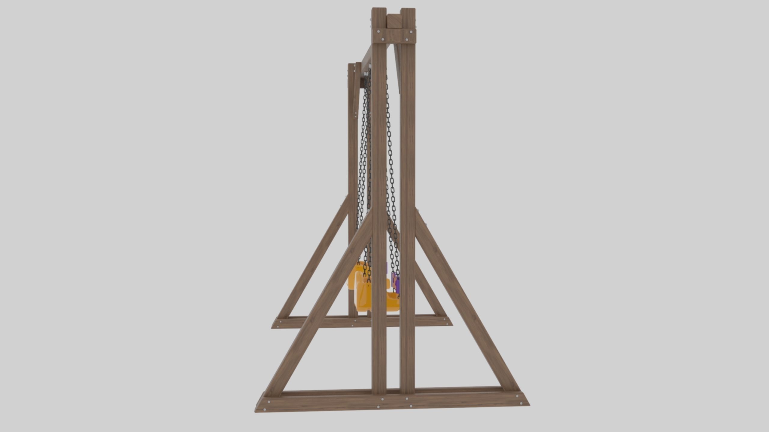 Playground Wooden Double Swing - 01 3D model_14