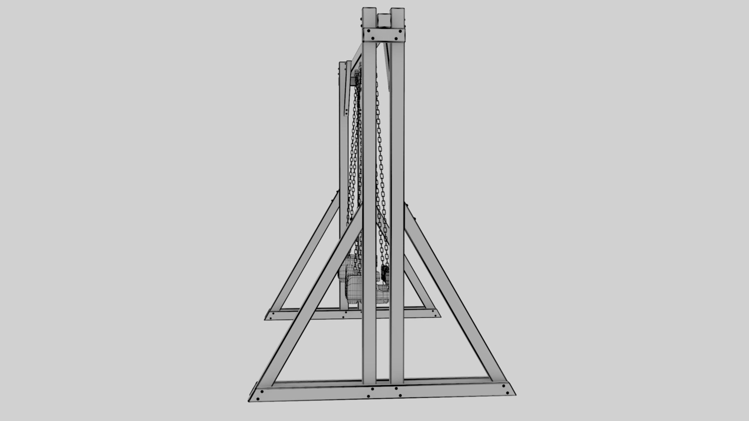 Playground Wooden Double Swing - 01 3D model_39