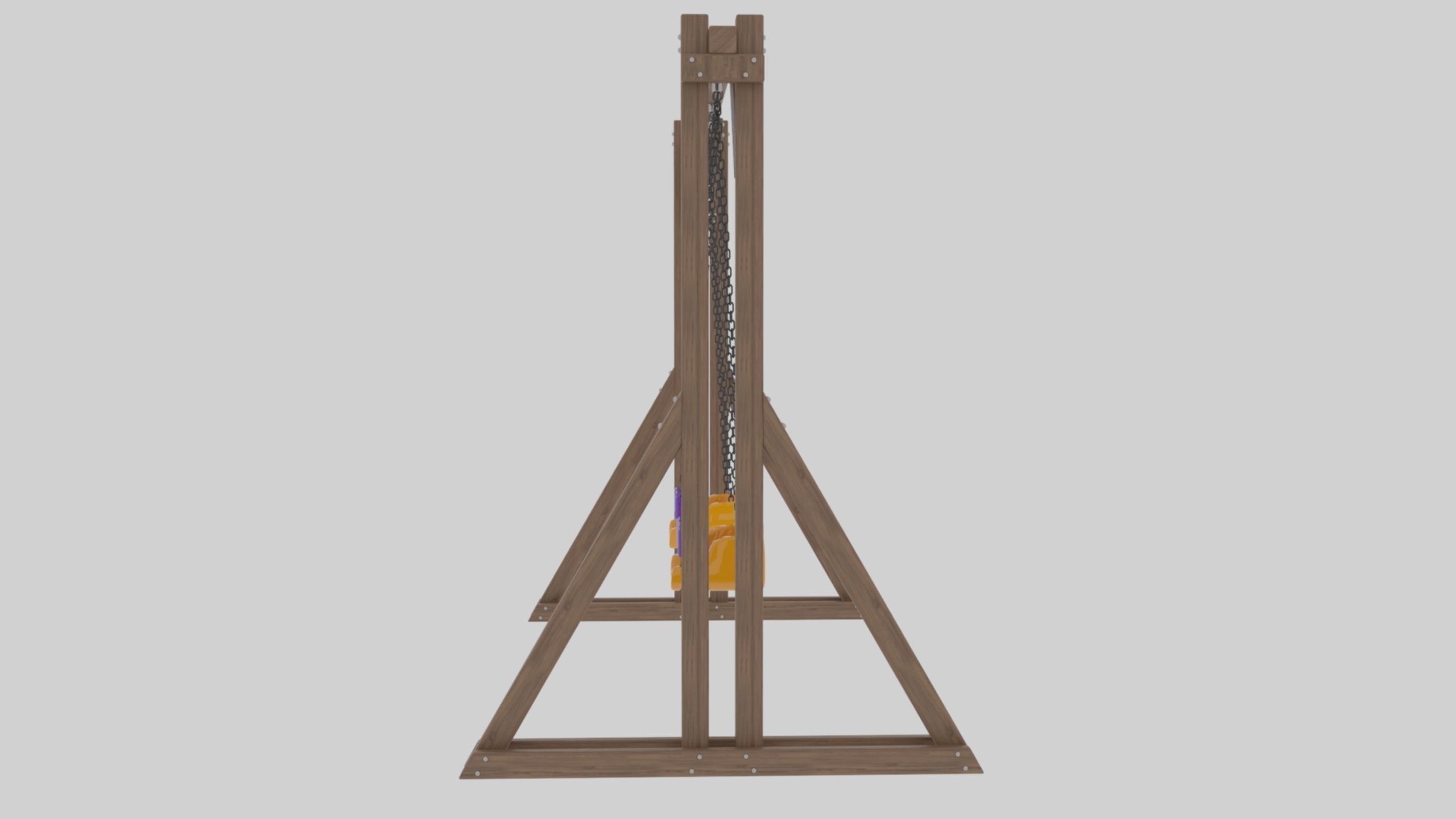 Playground Wooden Double Swing - 01 3D model_6