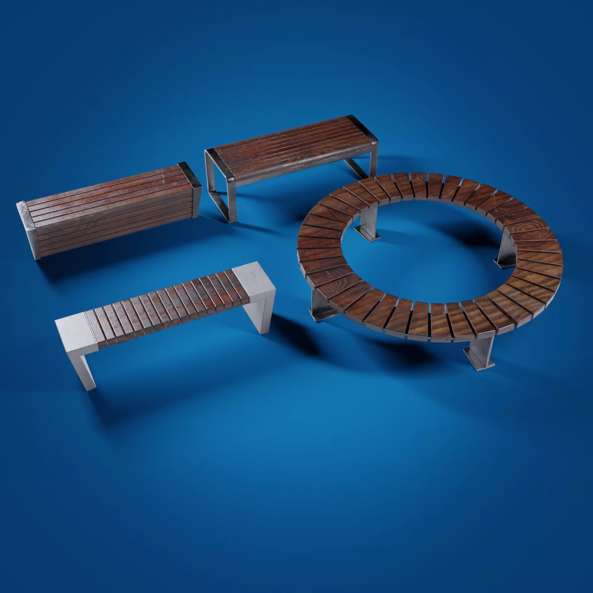 Park Bench Low-poly 3D pack model Low-poly 3D model_0