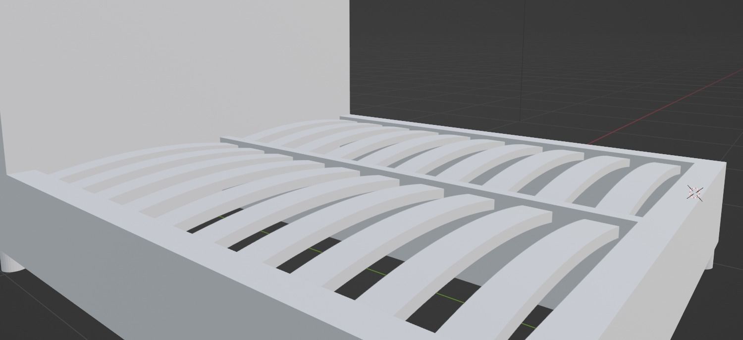 Large bedframe Low-poly 3D model_4