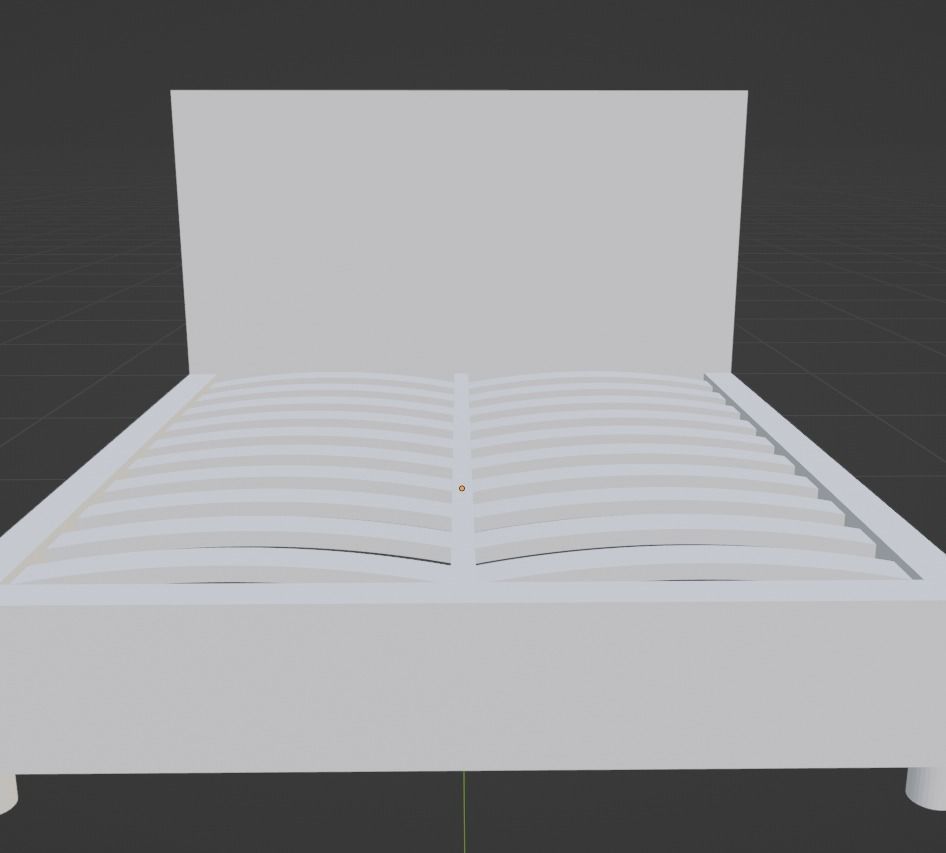 Large bedframe Low-poly 3D model_2