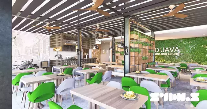 D5 SCENE and 3D model Cafe DJava Interior