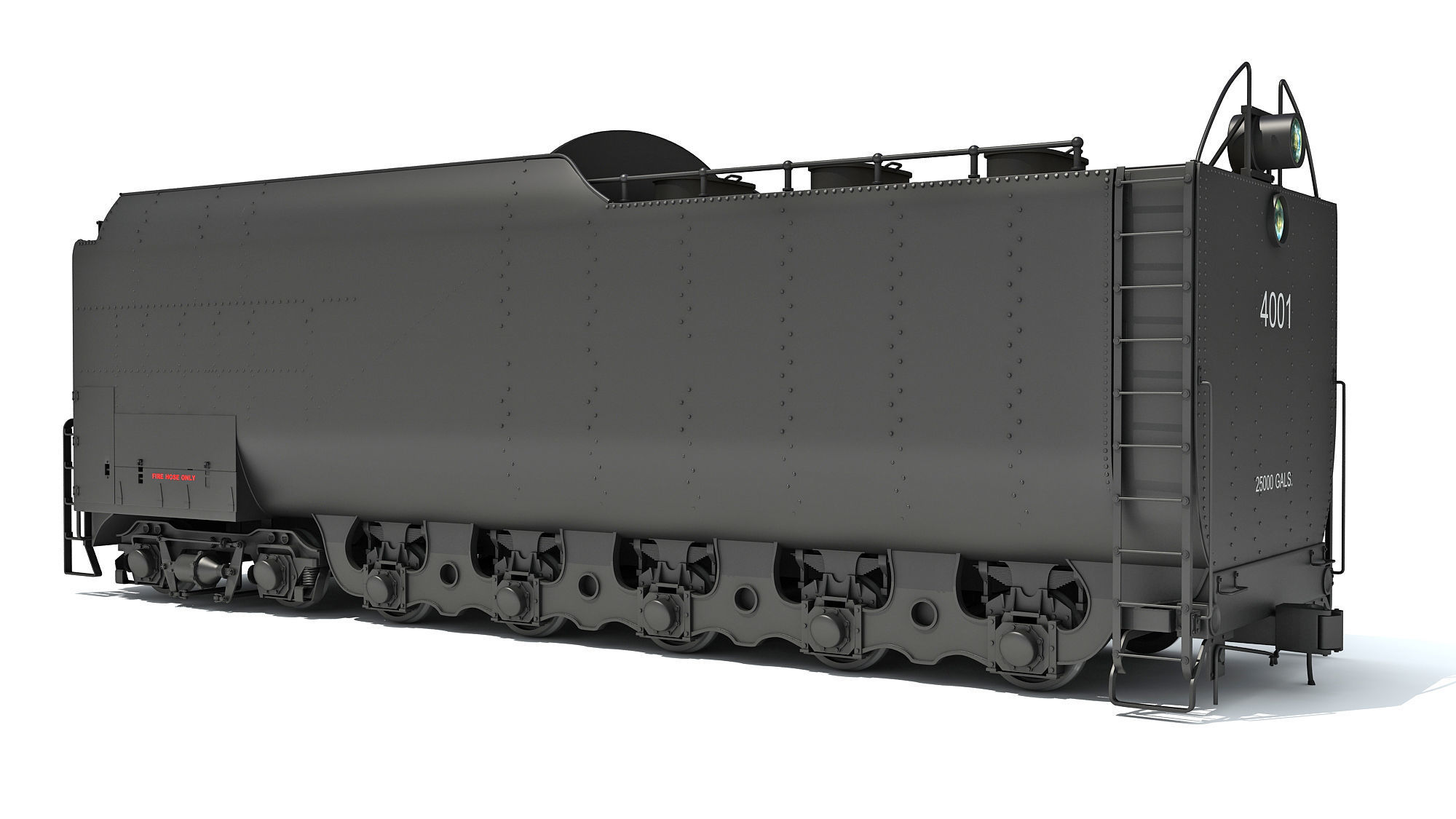 Steam Train Coal Tender Car 3D model_3