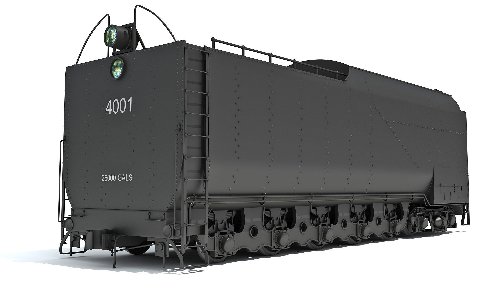 Steam Train Coal Tender Car 3D model_8