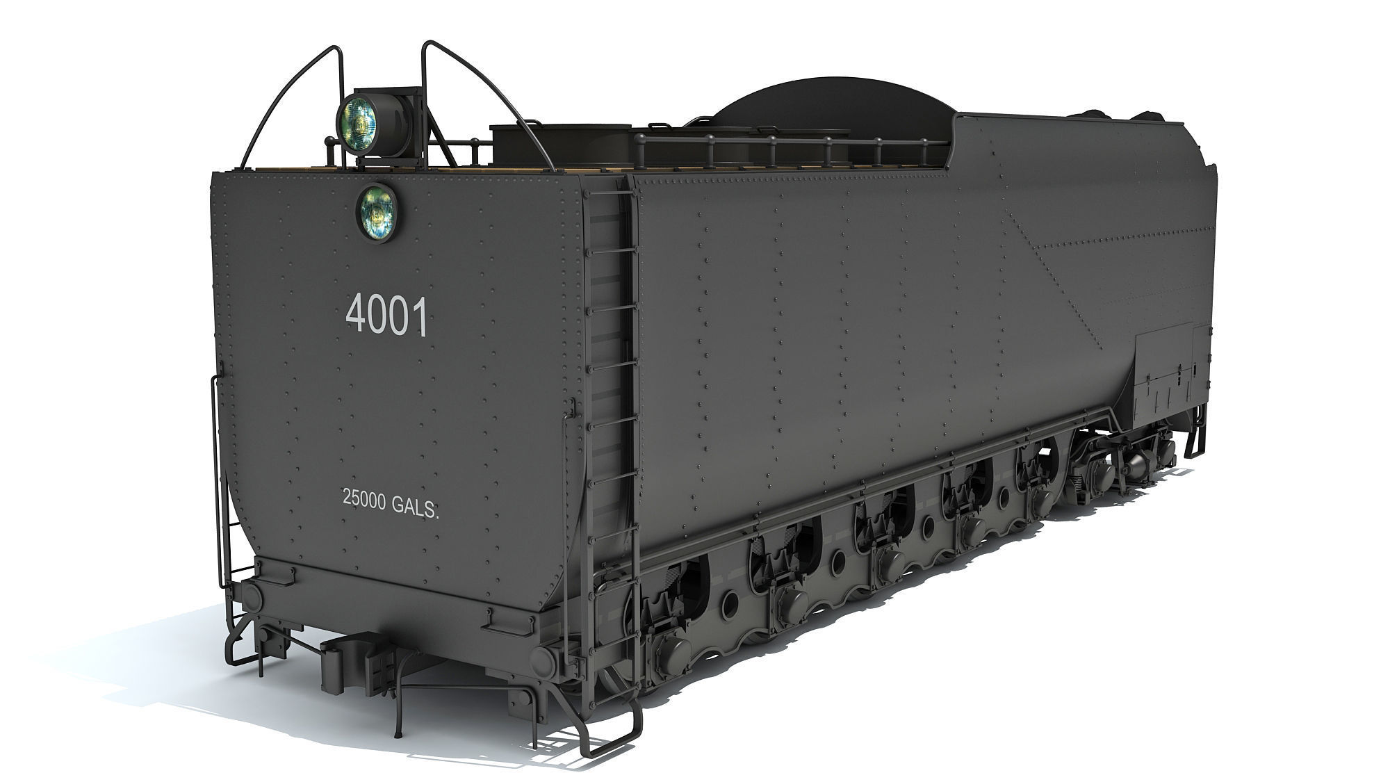 Steam Train Coal Tender Car 3D model_7