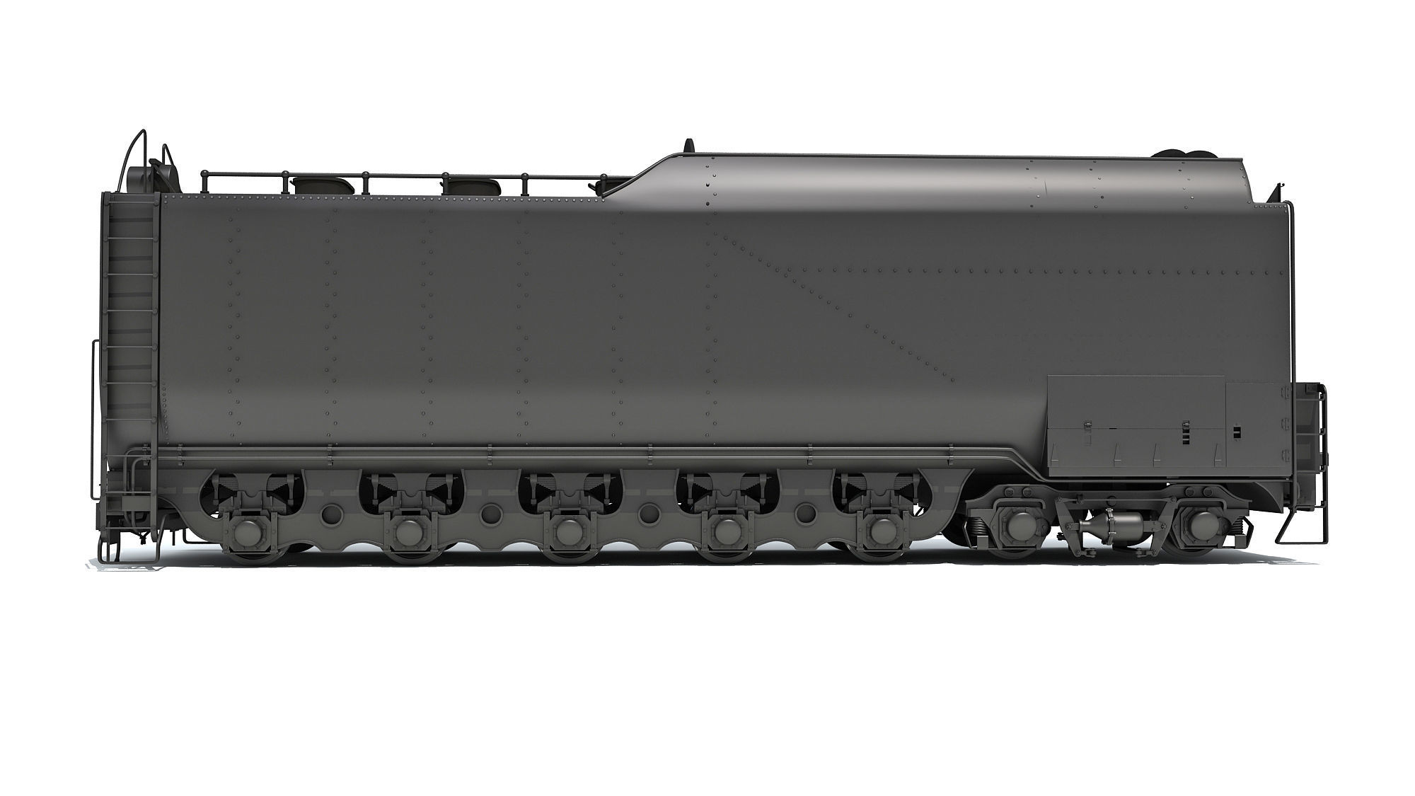 Steam Train Coal Tender Car 3D model_9