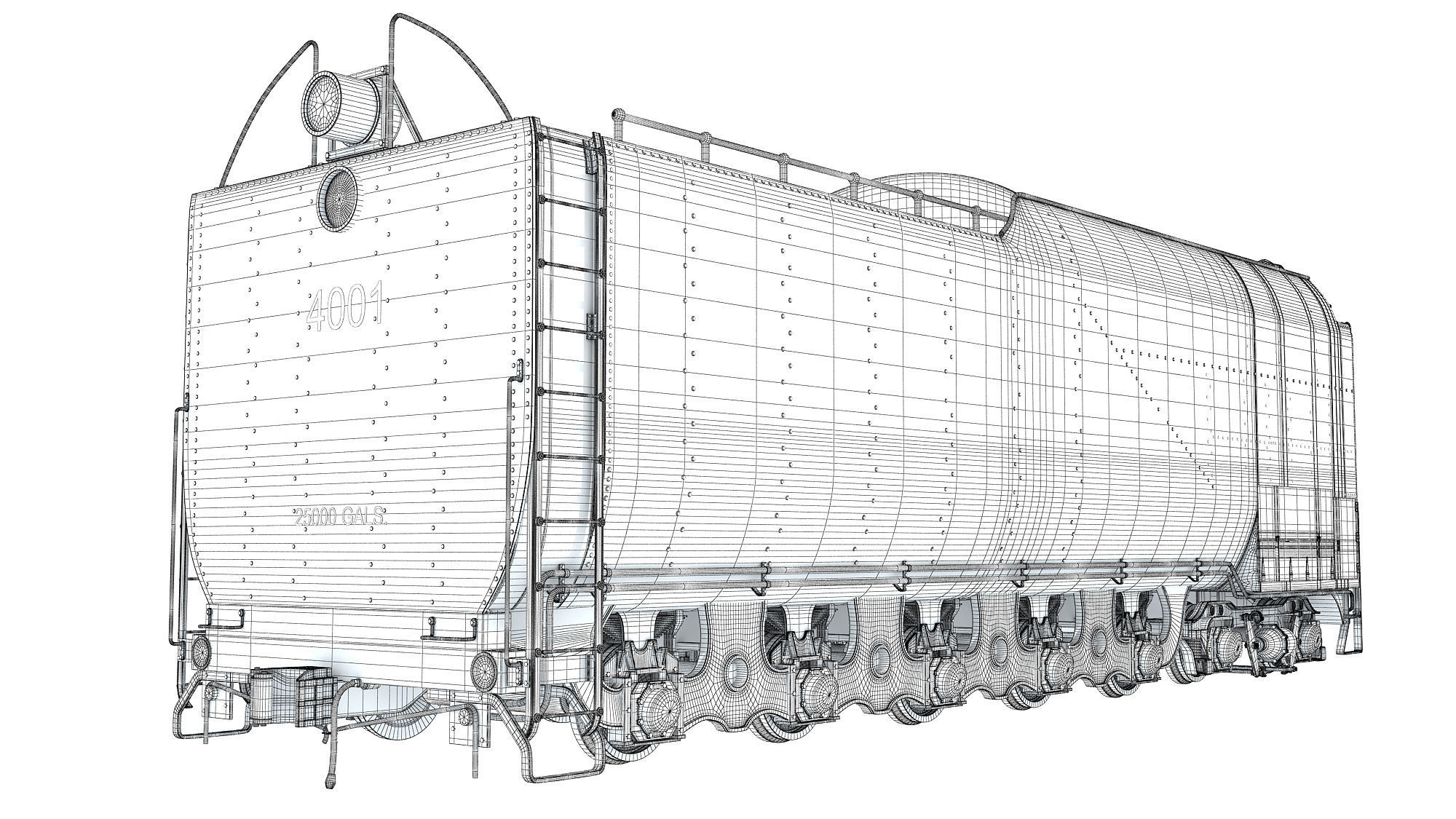 Steam Train Coal Tender Car 3D model_14