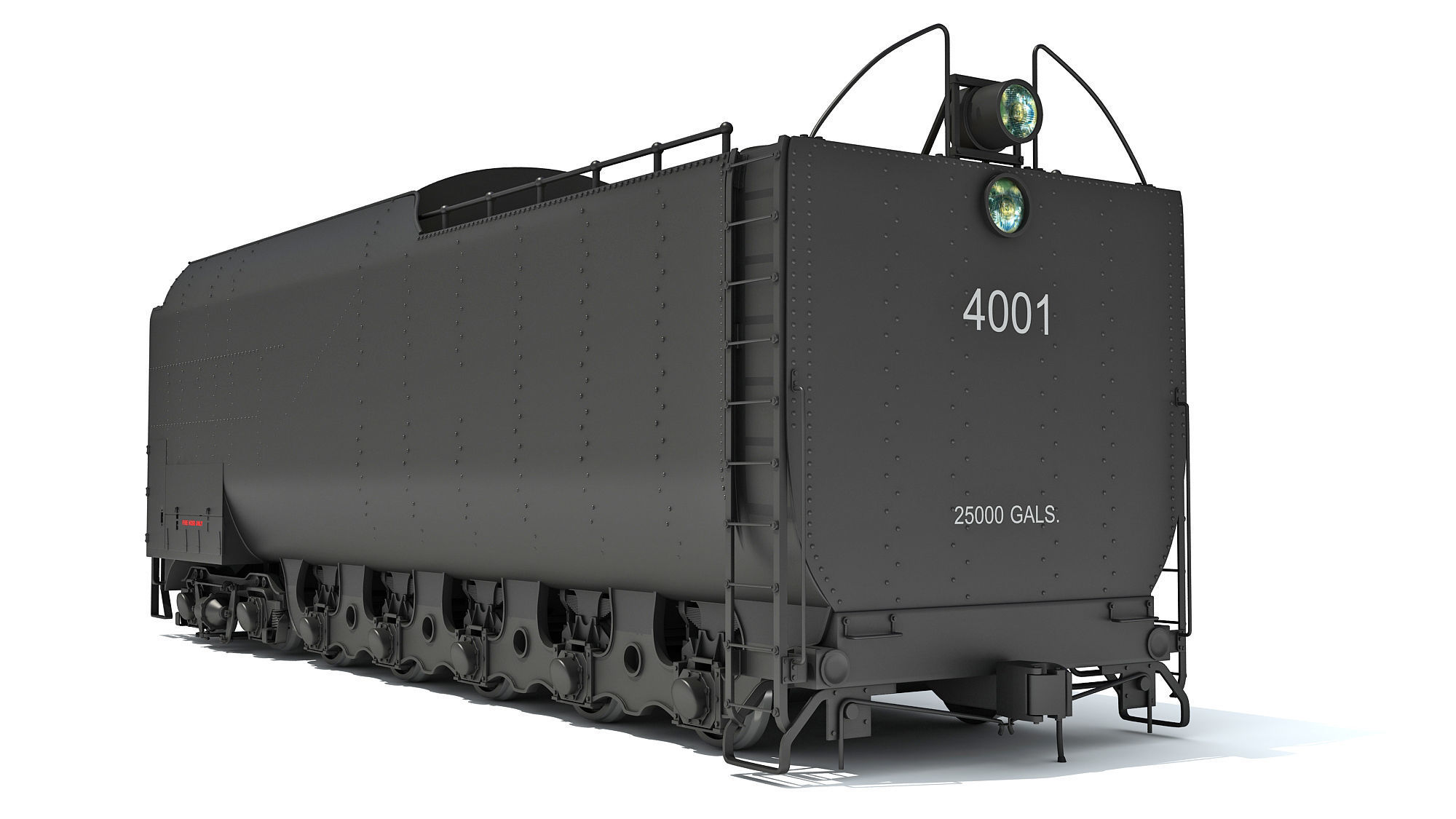 Steam Train Coal Tender Car 3D model_6