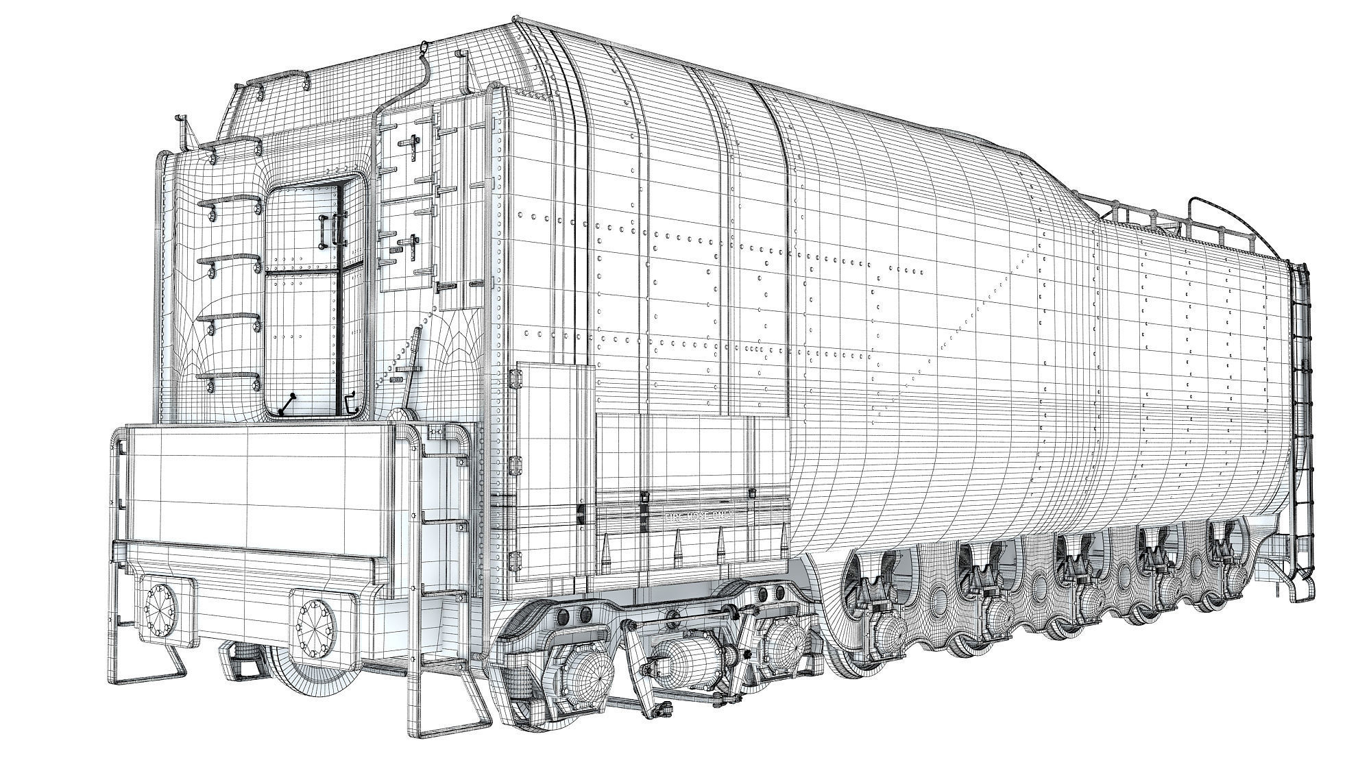 Steam Train Coal Tender Car 3D model_12