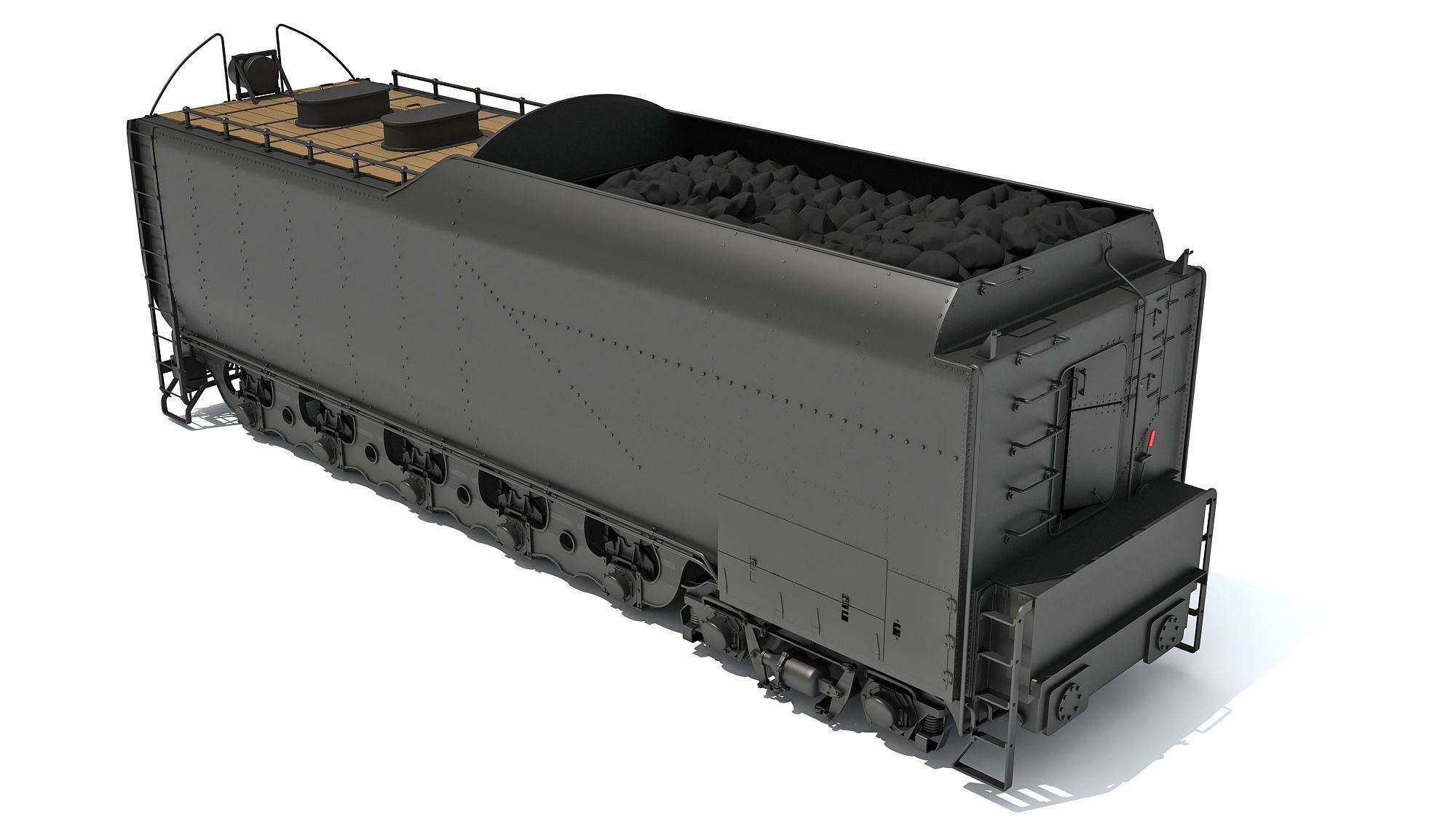 Steam Train Coal Tender Car 3D model_10