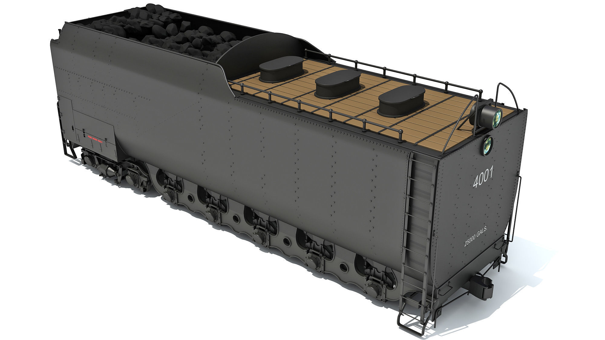 Steam Train Coal Tender Car 3D model_4