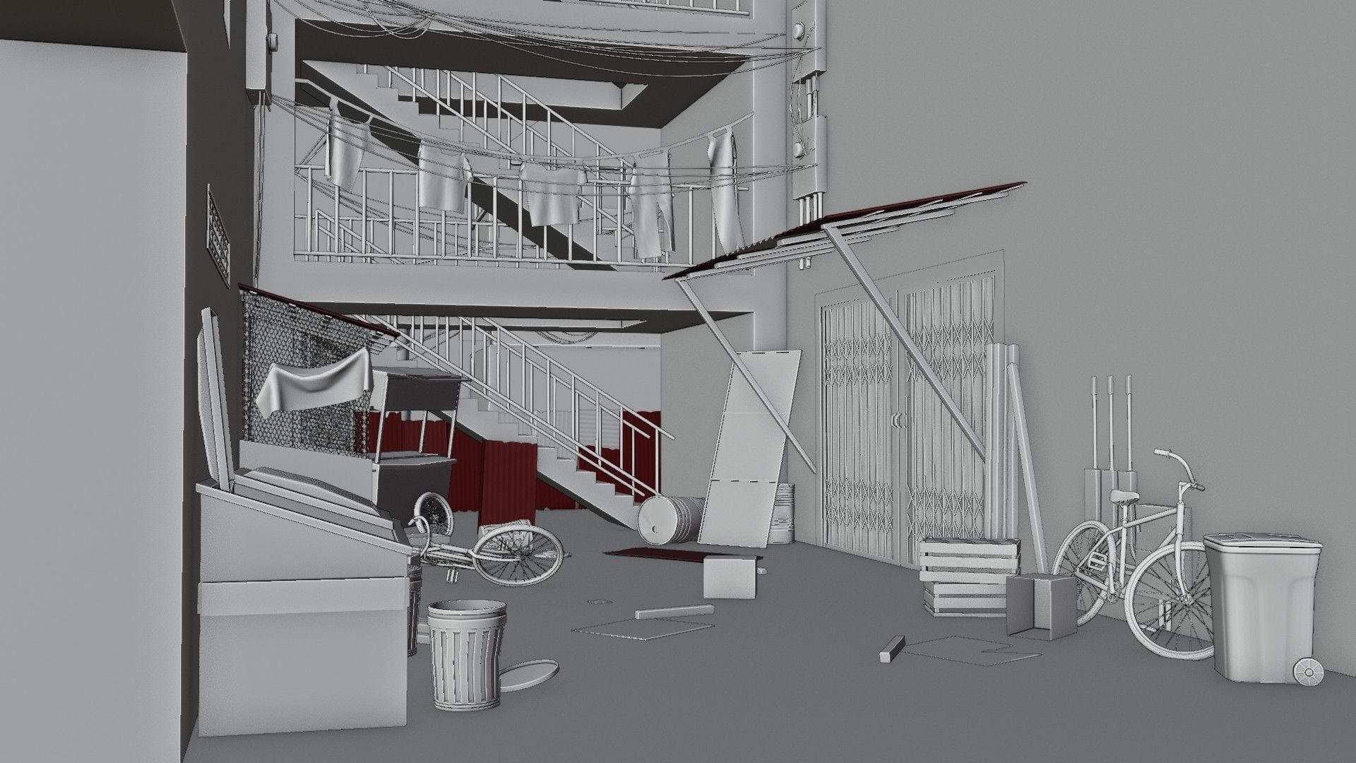 slum alley Low-poly 3D model_5