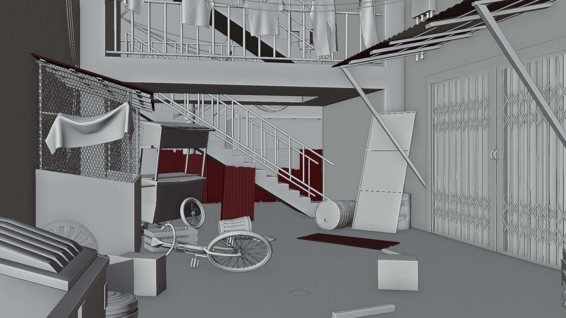 slum alley Low-poly 3D model_9