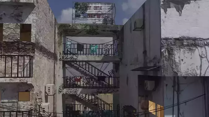 slum alley Low-poly 3D model slum alley Low-poly 3D model