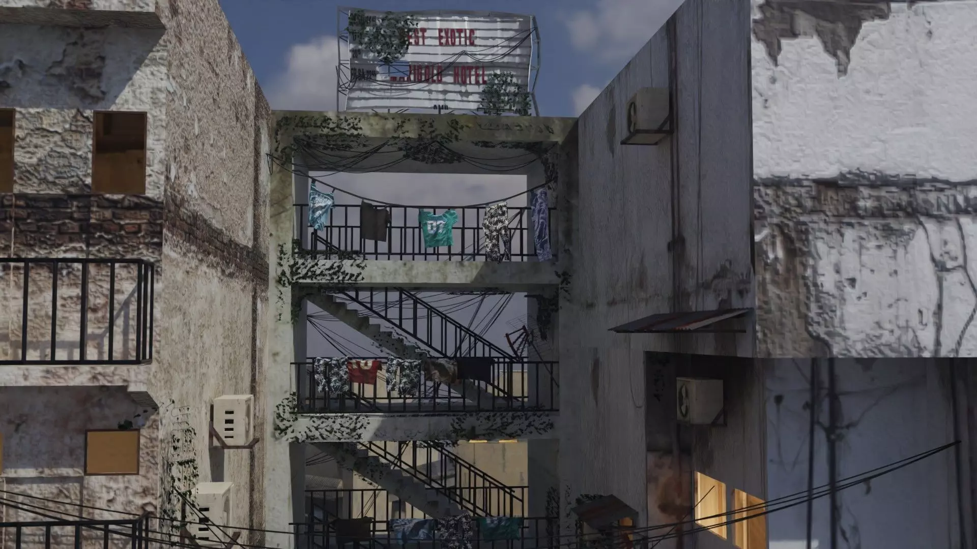 slum alley Low-poly 3D model_0