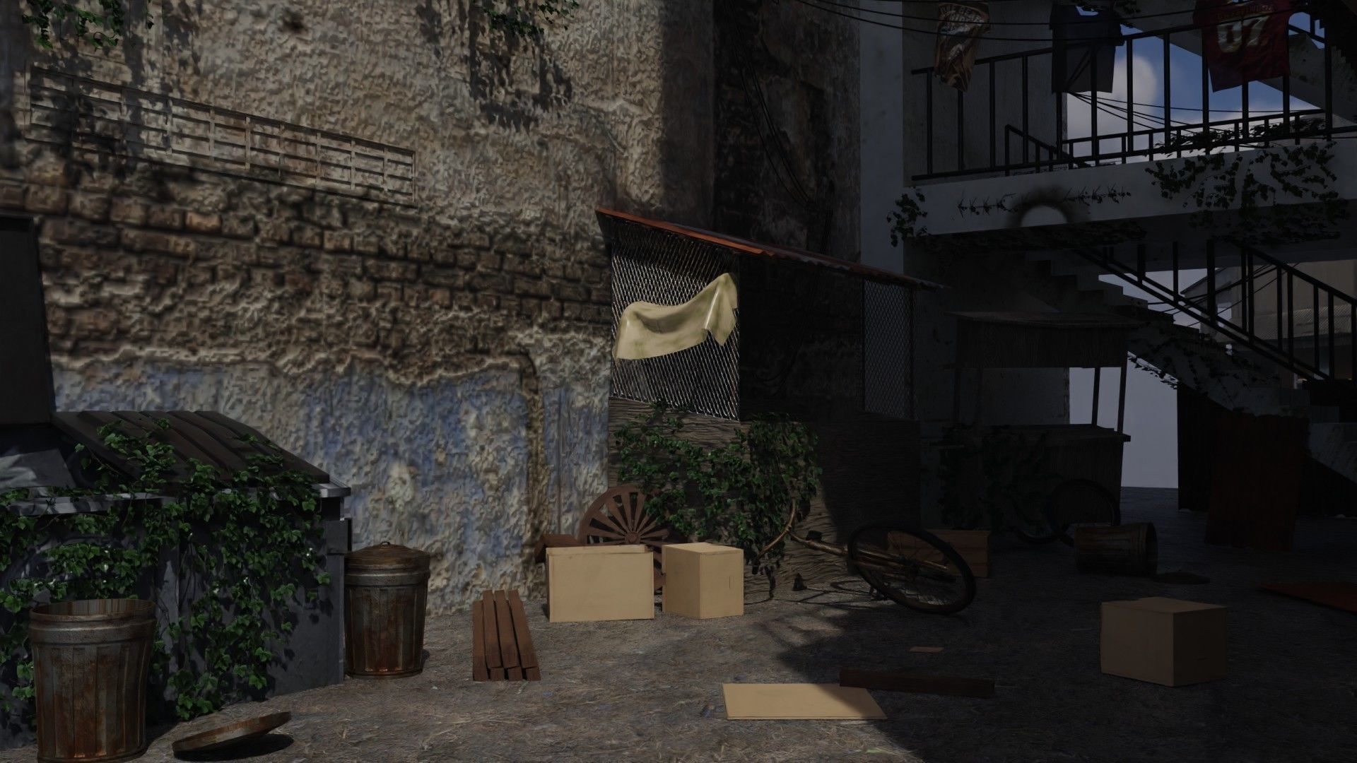 slum alley Low-poly 3D model_3