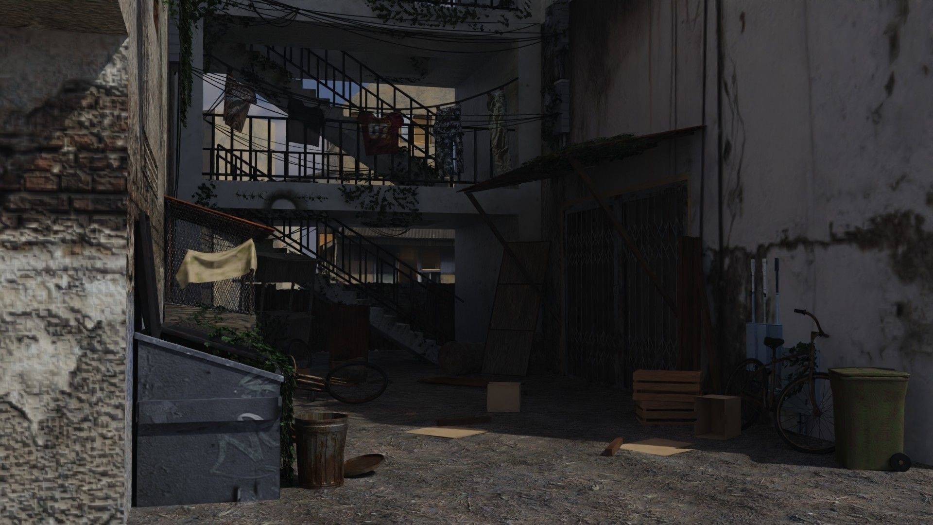 slum alley Low-poly 3D model_1