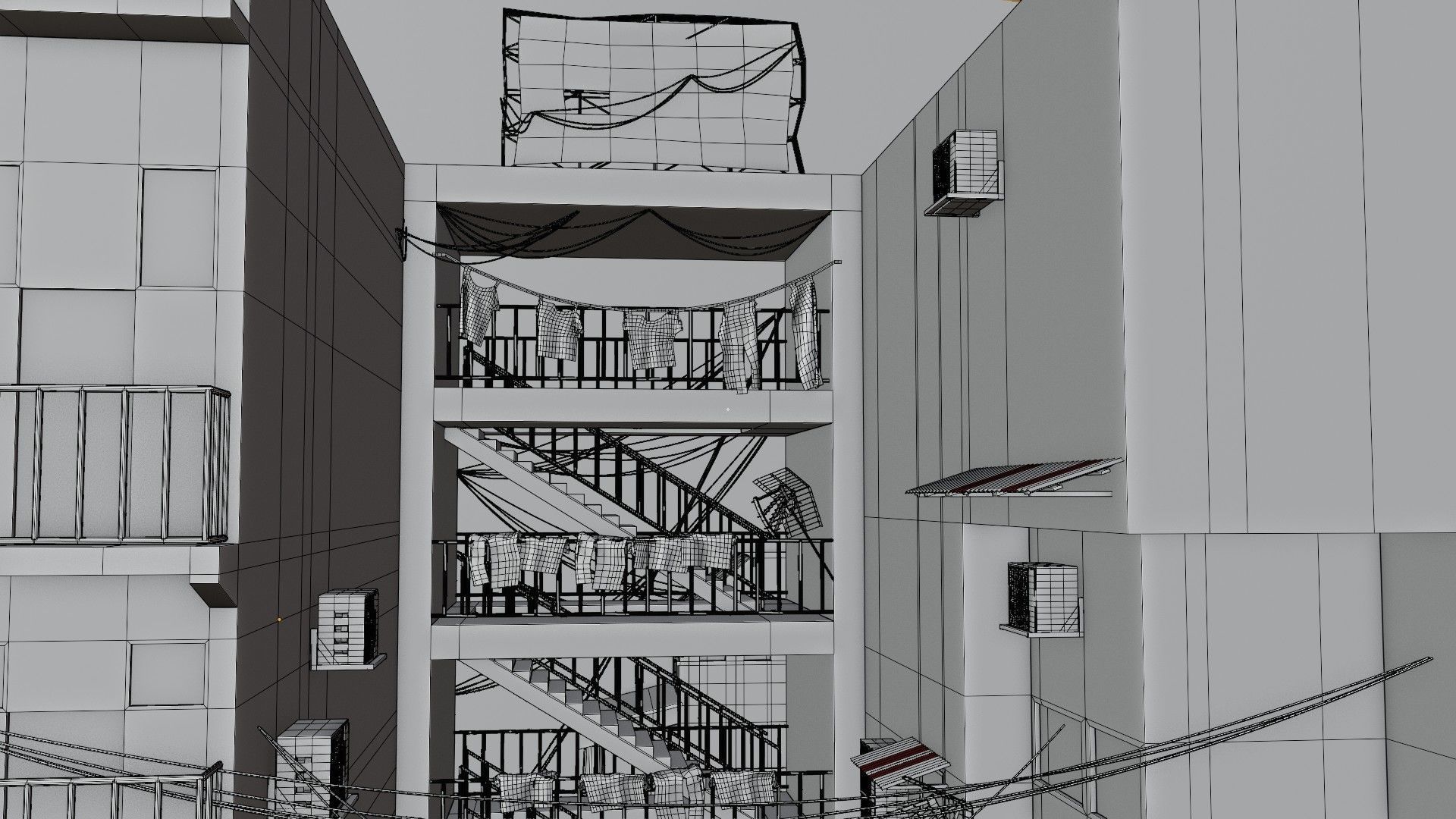 slum alley Low-poly 3D model_21