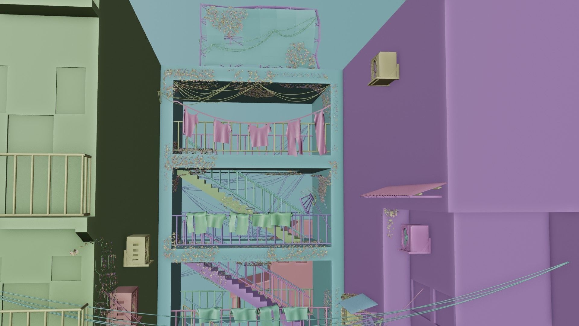 slum alley Low-poly 3D model_11