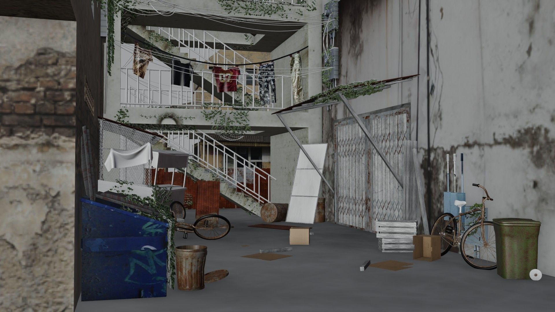 slum alley Low-poly 3D model_15