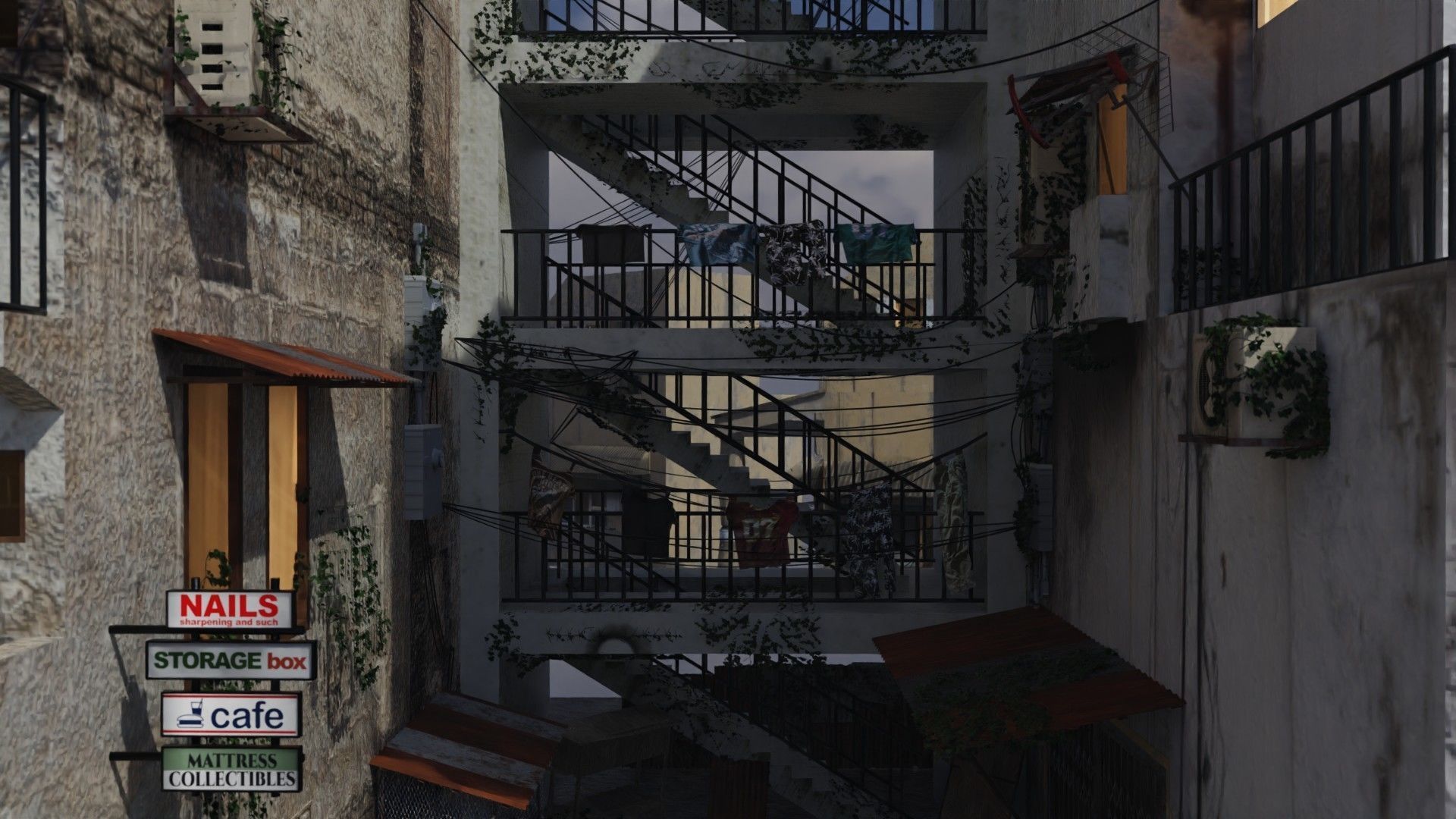 slum alley Low-poly 3D model_2