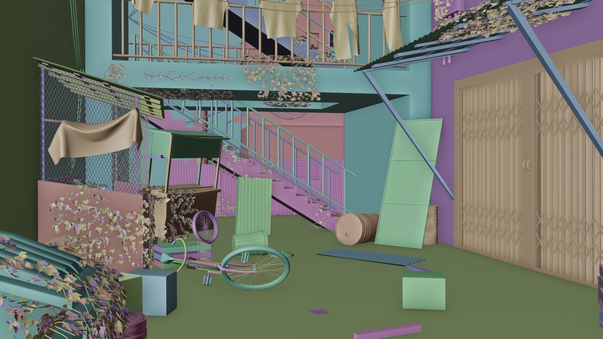 slum alley Low-poly 3D model_14