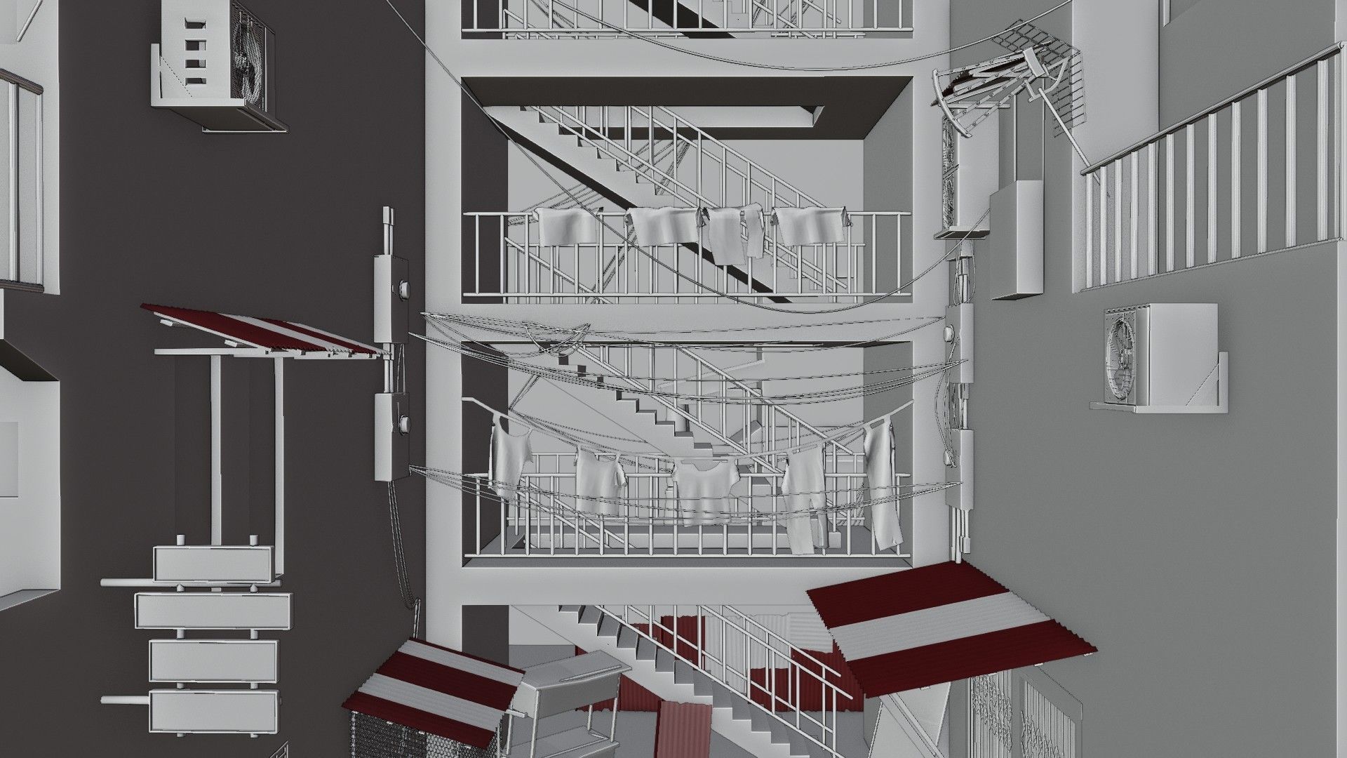 slum alley Low-poly 3D model_7